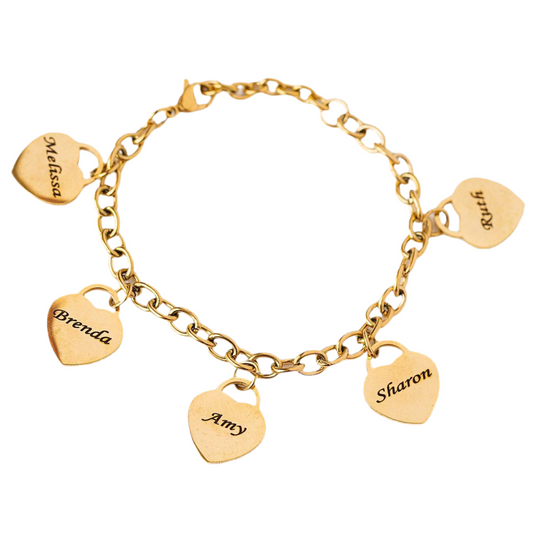 Custom Name Heart Charm Bracelet