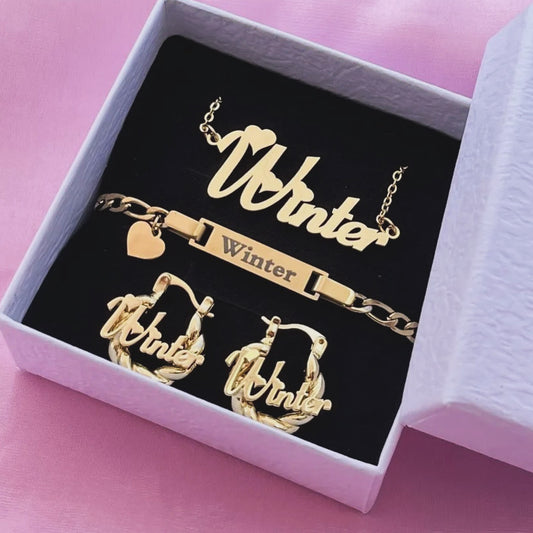 Children's custom jewelry set with necklace, bracelet, and earrings, high-quality and affordable, from Queendom Treasurez