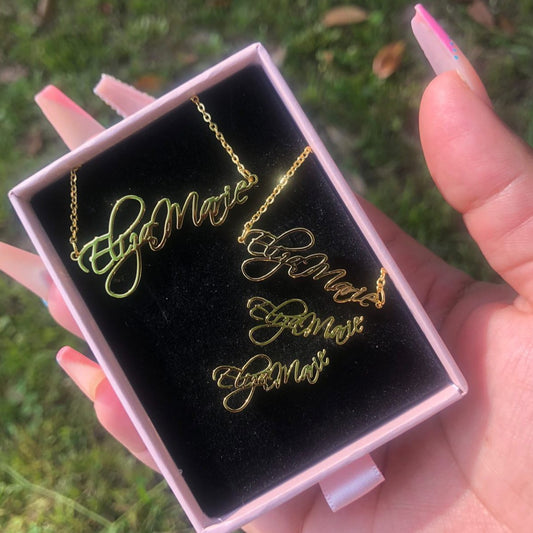 Simple custom name jewelry set with personalized necklace and bracelet – Queendom Treasurez.