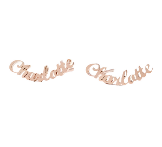 18k Custom Name Stud Earrings