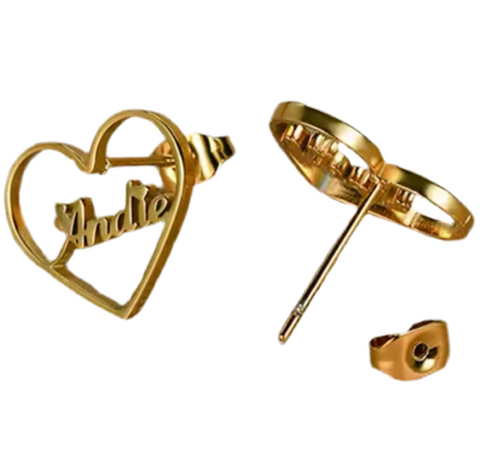 Kids Custom Name Heart Earrings