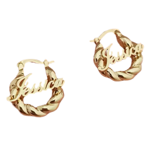 Children's Custom Name Twist Hoop Earrings