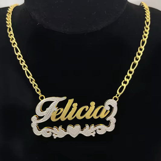 3D Double Plated Custom Nameplate Necklace 1