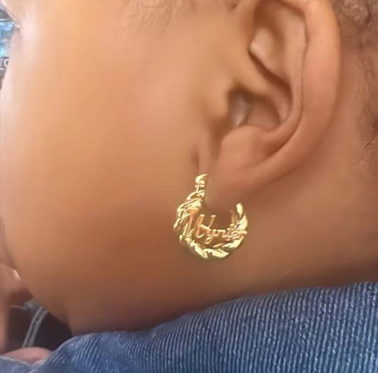 Children's Custom Name Twist Hoop Earrings