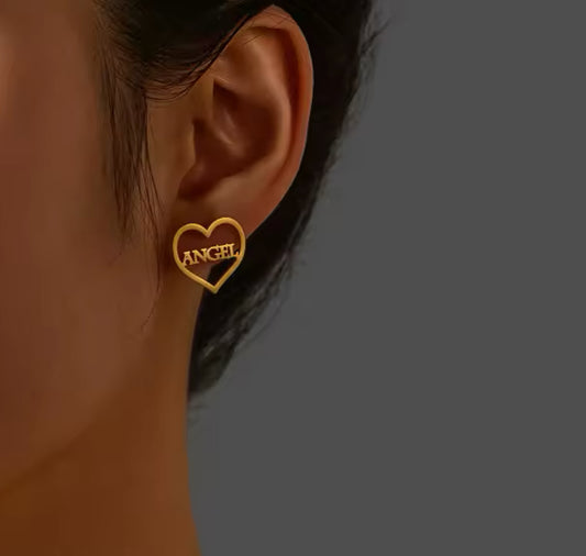 Kids Custom Name Heart Earrings