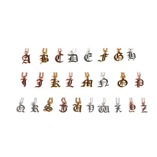 Old English Initial Letter Necklace - Queendom Treasurez