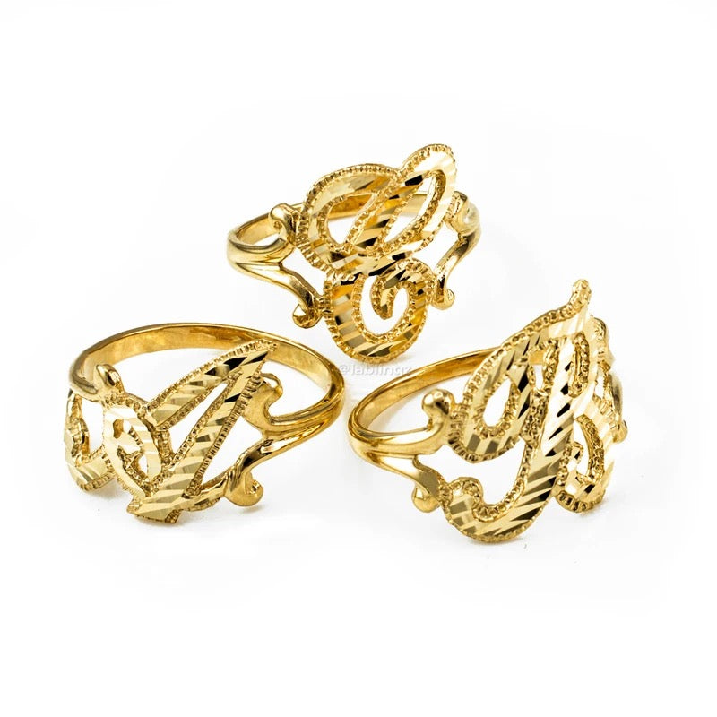 Custom 3D cut initial letter ring with a unique design, providing a stylish and personalized accessory - Queendom Treasurez