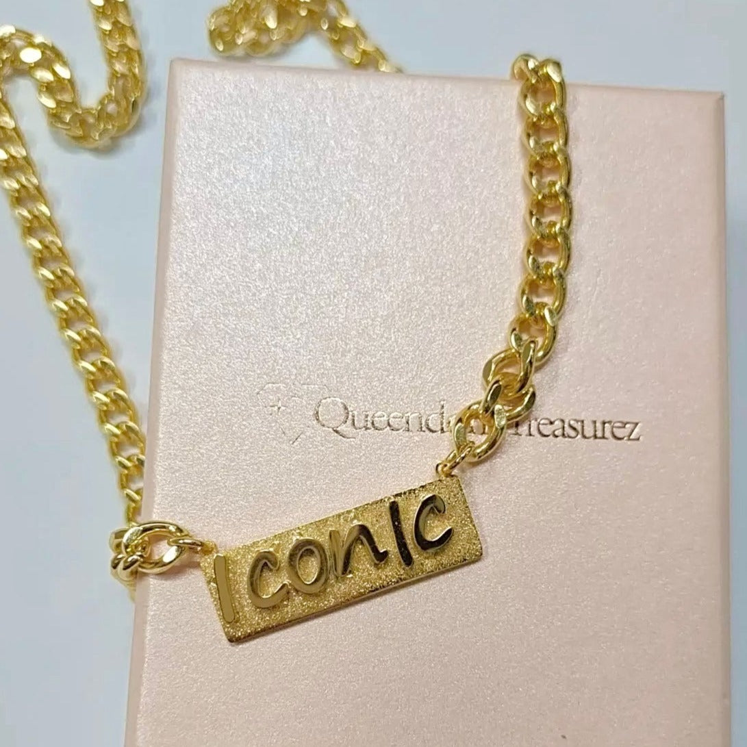 Custom brushed back bar name necklace with personalized engraving – Queendom Treasurez.