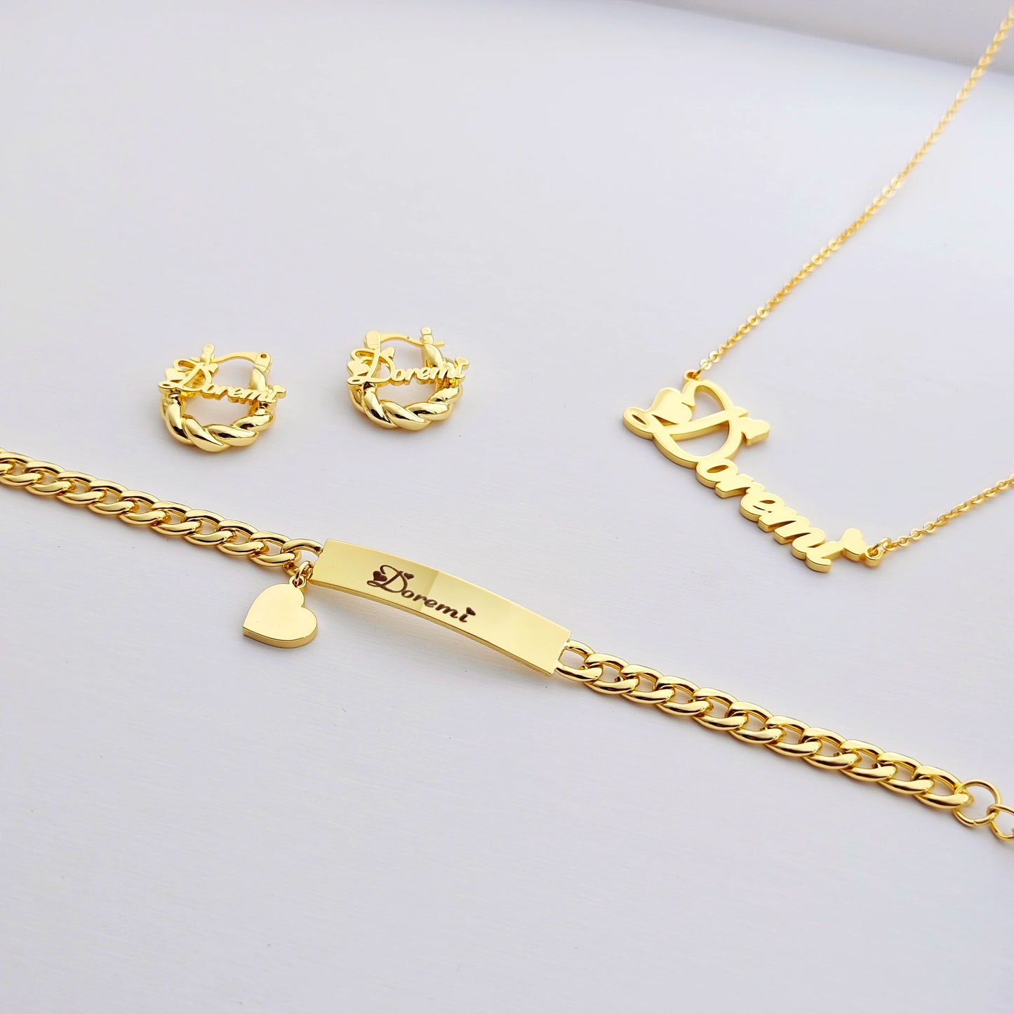 Children's custom jewelry set with necklace, bracelet, and earrings, high-quality and affordable, from Queendom Treasurez