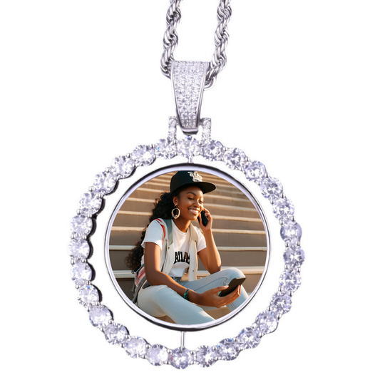 Rotating Double-Sided Custom Photo Medallion Necklace