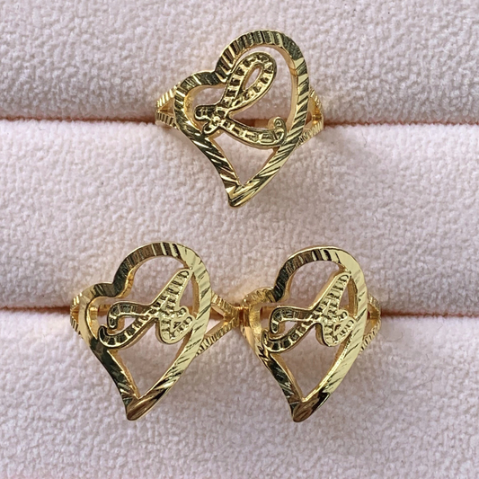 Custom 3D Heart Letter Ring