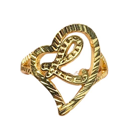 Custom 3D Heart Letter Ring