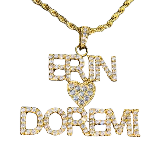 Collar personalizado con 2 nombres de cristal