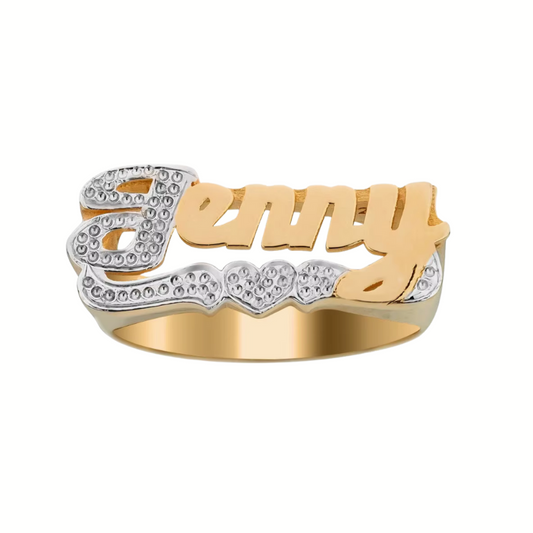3D Diamond Cut Custom Name Ring