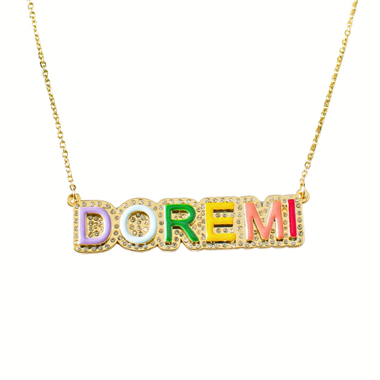 Colorful Enamel Custom Name Necklace