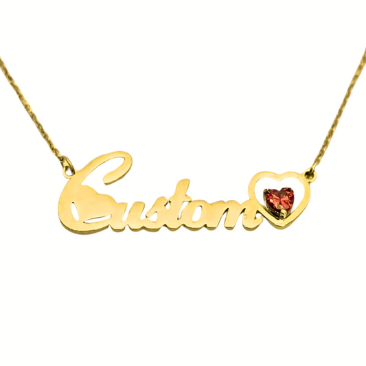 Custom Name Birthstone Heart Necklace