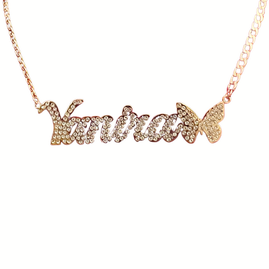 Butterfly Crystal Custom Name Necklace
