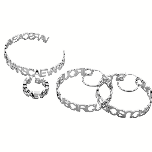 Custom Name Letters Hoop Earring, Ring, & Bracelet Set