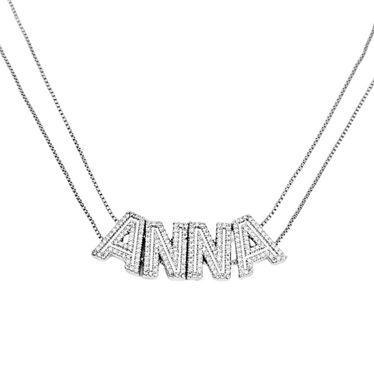 Custom Crystal Sliding Letter Name Necklace