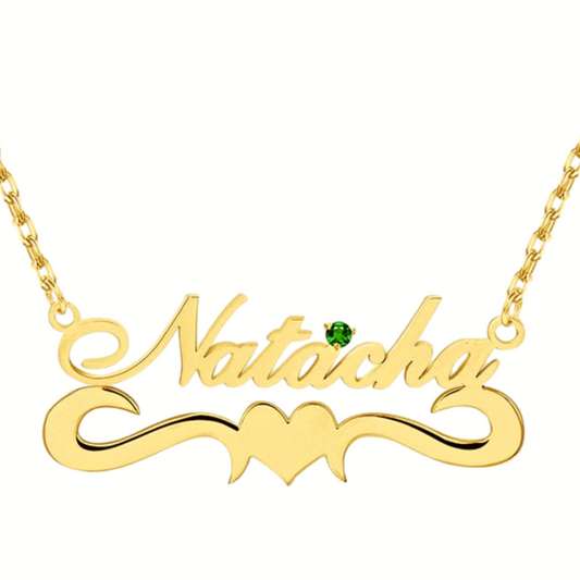 Custom Birthstone Name Necklace