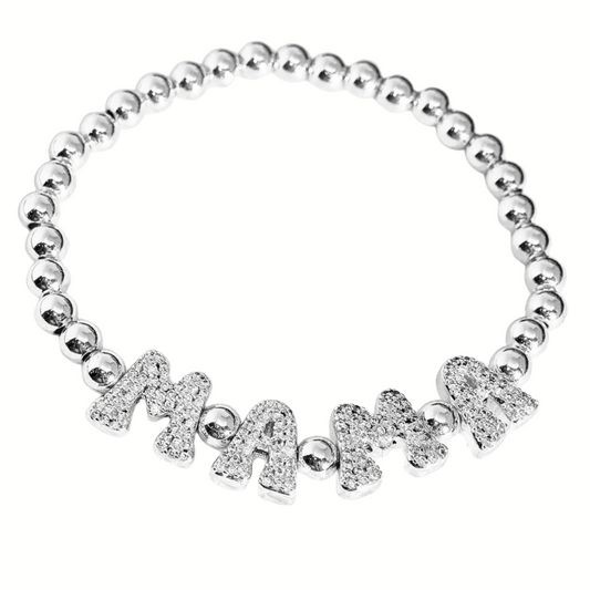 Custom Crystal Bubble Letter Beaded Bracelet