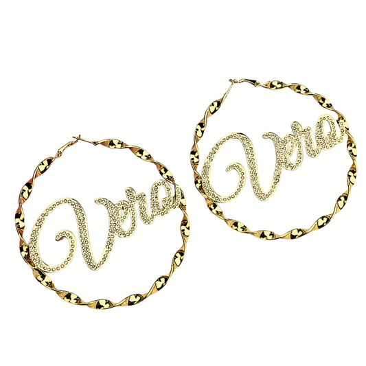 Crystal Custom Name Swirl Hoop Earring