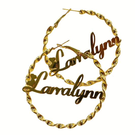 Custom Name Swirl Hoop Earring