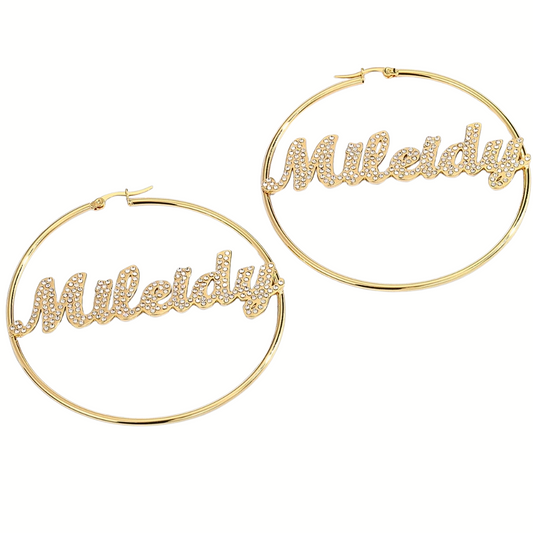 Crystal Custom Name Hoop Earrings