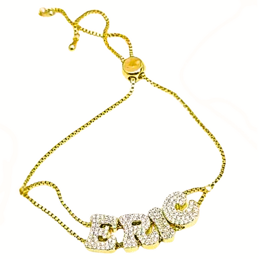Custom 3D Bubble Crystal Sliding Letter Name Bracelet