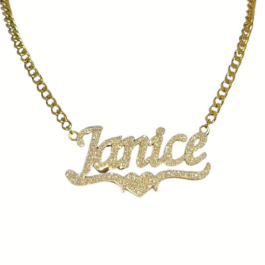 Glitter Bling Custom Name Necklace With 3mm Cuban Chain