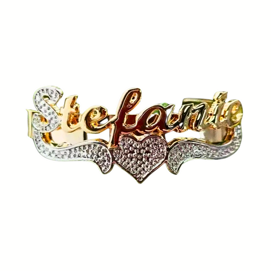 Custom Name Double Plate Bangle Bracelet