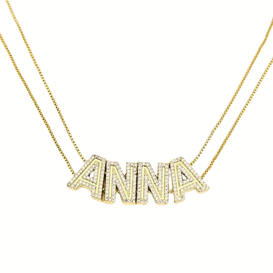 Custom Crystal Sliding Letter Name Necklace