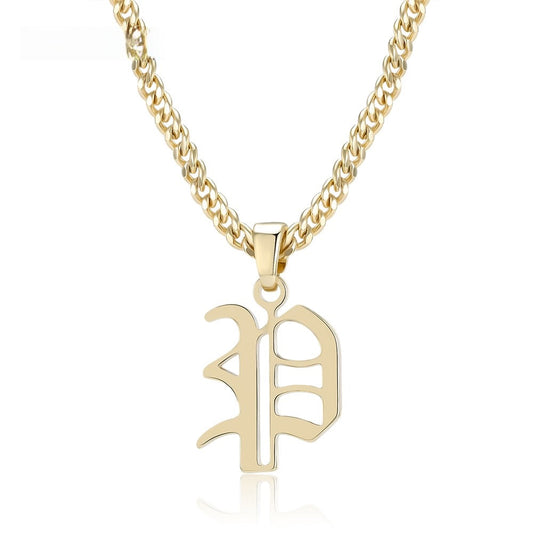 Old English Initial Letter Necklace - Queendom Treasurez