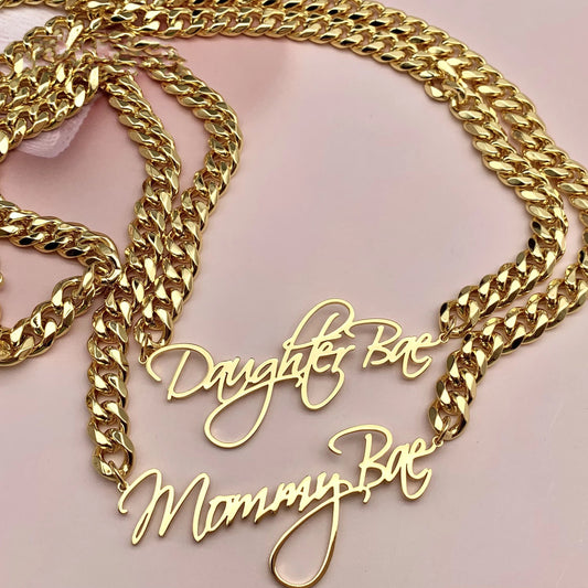 Chunky Cuban custom name necklace, high-quality and affordable, from Queendom Treasurez