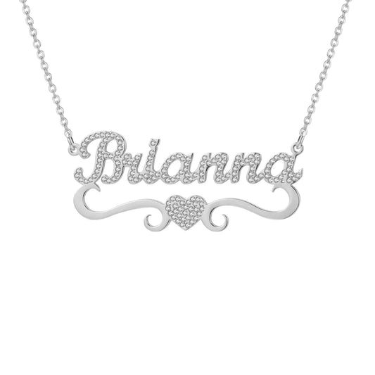 Custom name necklace with crystal embellishments, offering a personal and elegant touch to your style - Queendom Treasurez