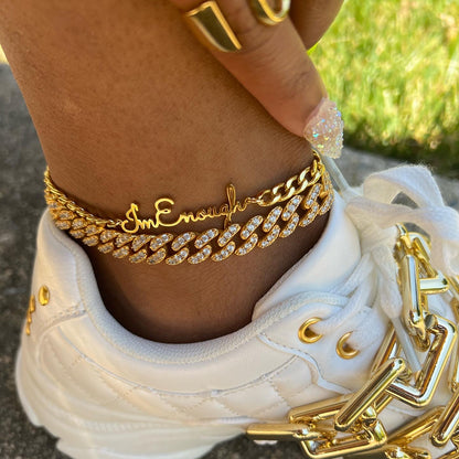 Custom Name Cuban Anklet - Queendom Treasurez 