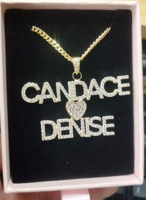 Crystal custom 2-name necklace, high-quality and affordable, from Queendom Treasurez