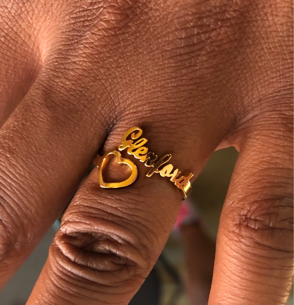 Hollow heart custom name ring with personalized engraving and heart-shaped design – Queendom Treasurez.