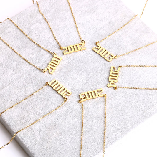 Old English Year Necklace - Queendom Treasurez