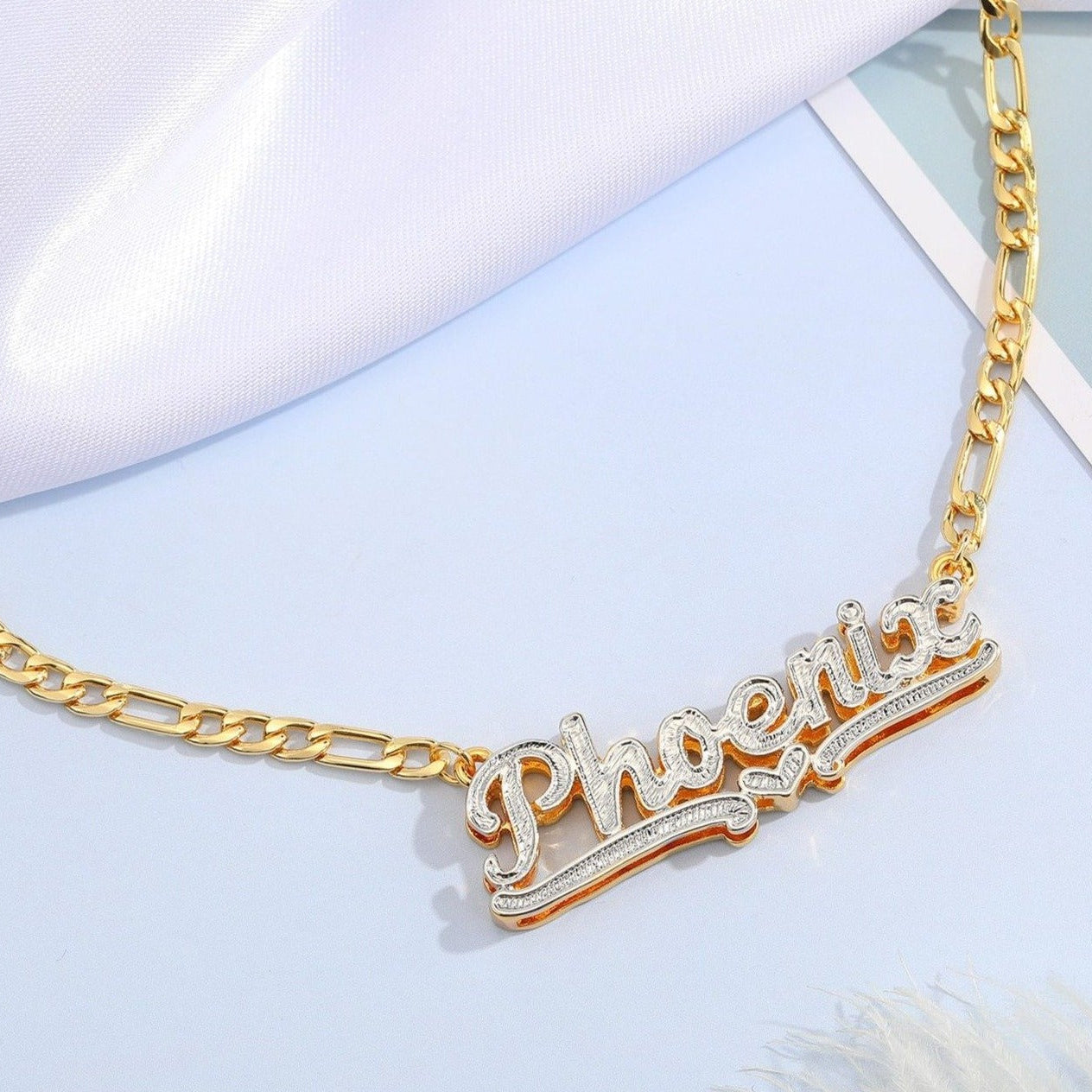 Custom double-plated heart nameplate necklace with personalized engraving – Queendom Treasurez.