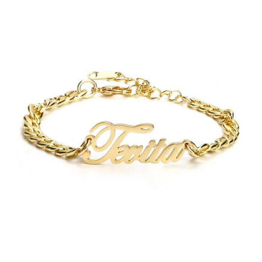 Custom name Cuban anklet bracelet with a sleek, personalized design, Queendom Treasurez.
