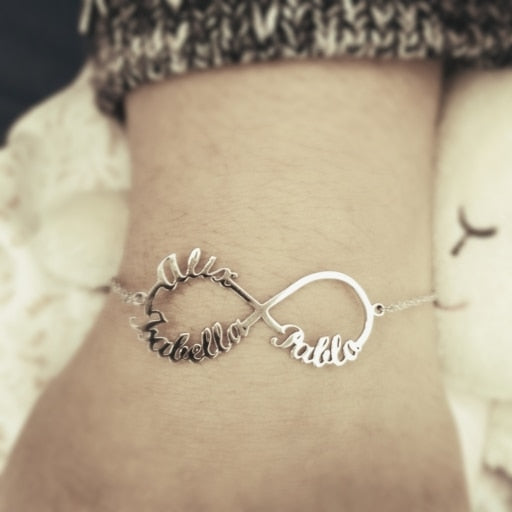 Infinity custom name bracelet with personalized engraving and infinity symbol design – Queendom Treasurez.