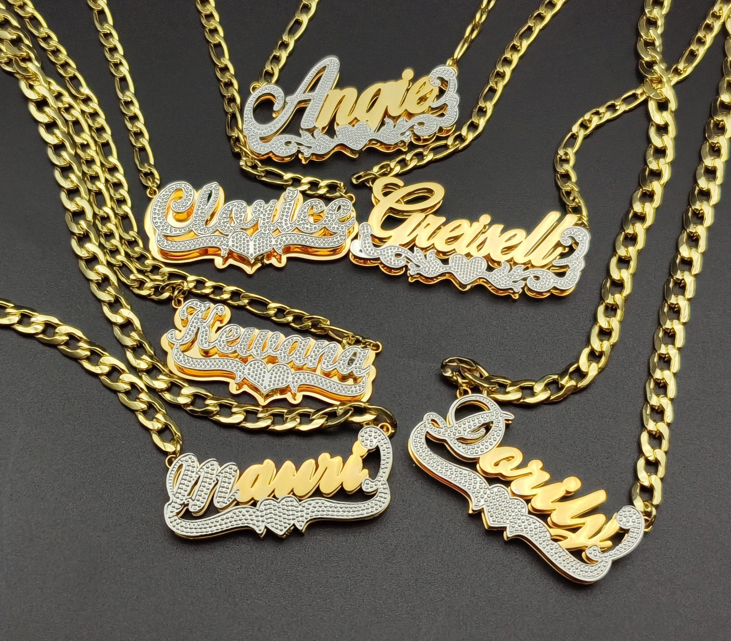 3D Double Plated Custom Nameplate Necklace with bold and personalized design—Queendom Treasurez.