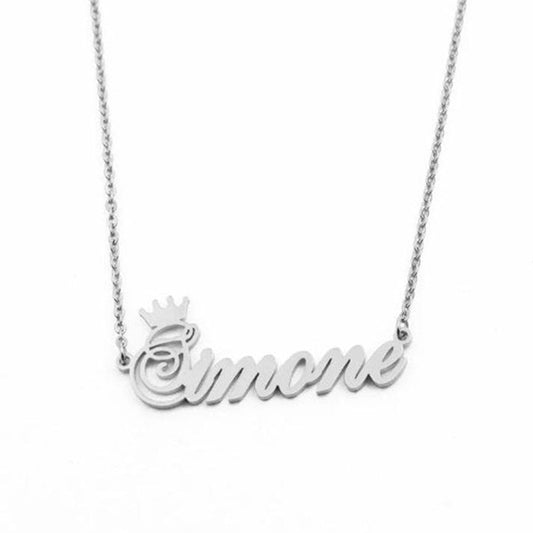 Custom crown name necklace with personalized engraving and crown design – Queendom Treasurez.