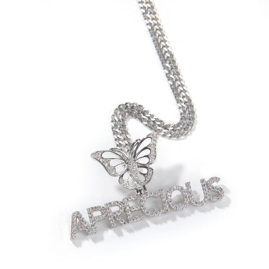 Crystal custom name butterfly crown necklace, high-quality and affordable, from Queendom Treasurez