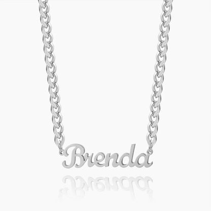 Custom Cuban nameplate necklace with personalized engraving on a Cuban chain – Queendom Treasurez.