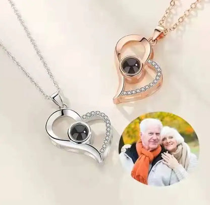 Crystal Heart Photo Projection Necklace