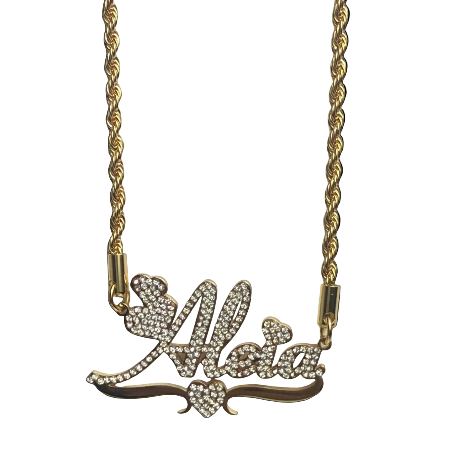 Collar con nombre personalizado de cristal