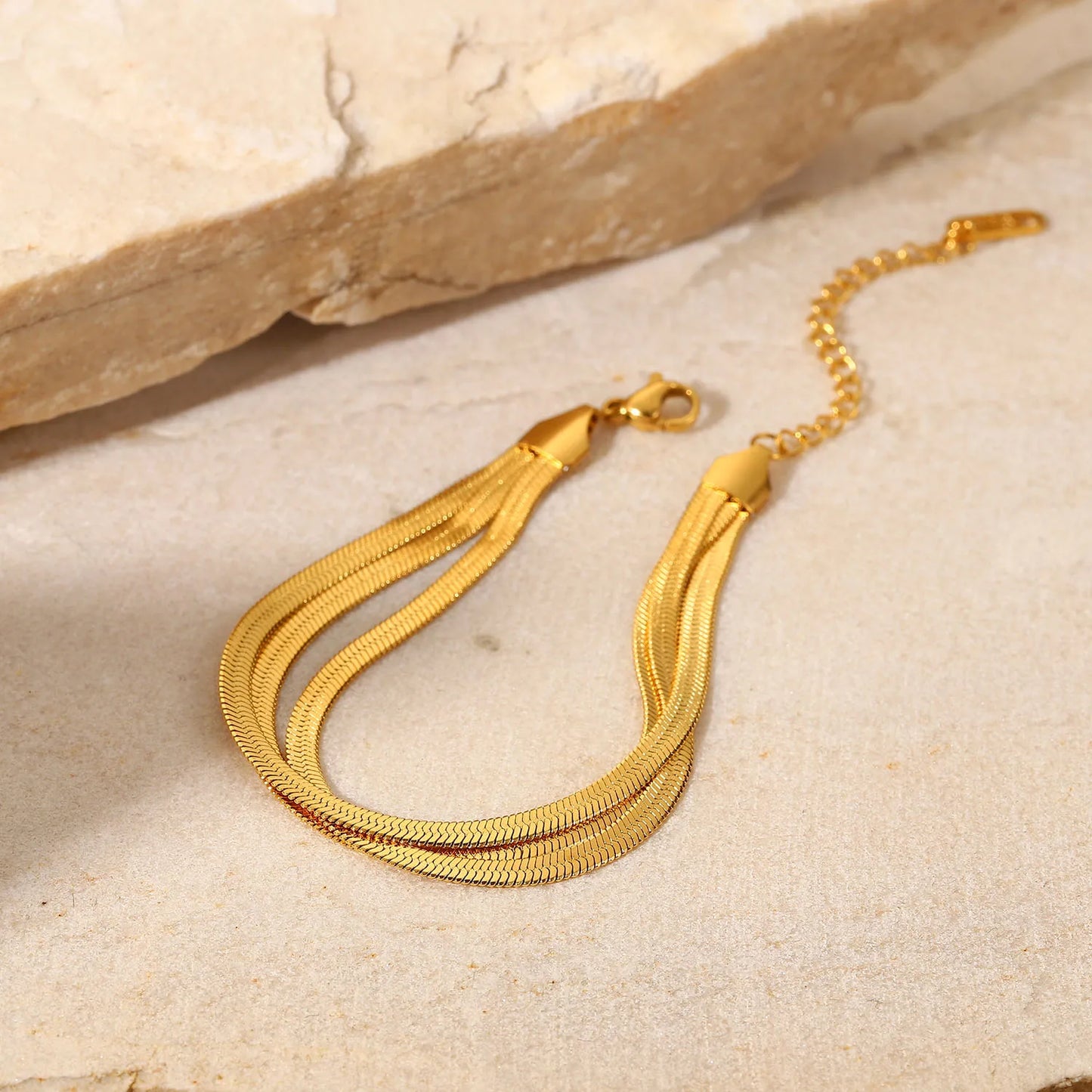 18K Three Layer Snake Bracelet