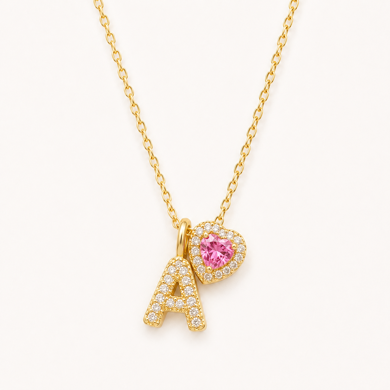 Shimmer Puff Treasure Drop Initial Necklace